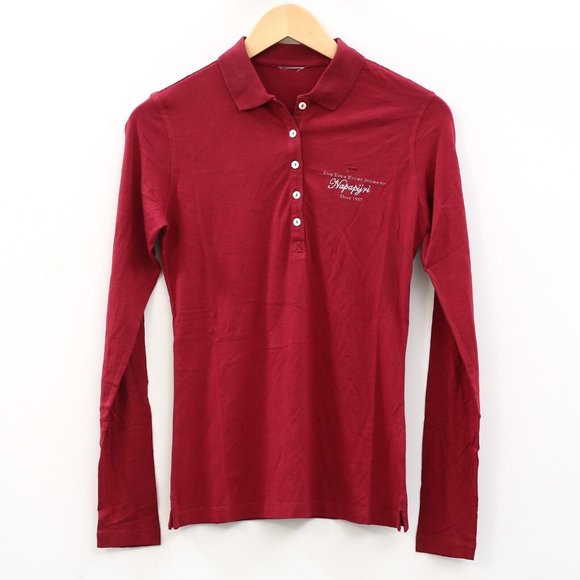 Napapijri Other - Napapijri Polo Shimmer Shirt Blouse Top Maroon Collared Neck Cotton S